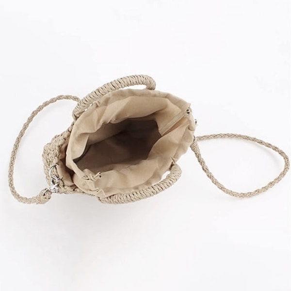 Halvmåne Halm Väska, Handvävd Kvinna Sommar Retro Strand Tote Axelväska Crossbody Resa Strandväska