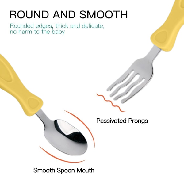 Barnens bestickträningspinnar babyinlärningspinnar gaffel sked kompletterande matbestickset