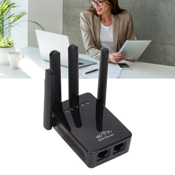3-i-1 Trådlös Router AP Access WIFI Förbättra Punkt 360° Full Signal Täckning 300Mbps WiFi Router för Hem 100‑240VEU Stickkontakt