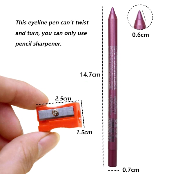 3 Färgade Matta Eyelinerpennor med Pennavässare, Färgade Eyelinerpennor, Pärlglänsande Eyelinerpennor för Kvinnor Vattentät Makeup