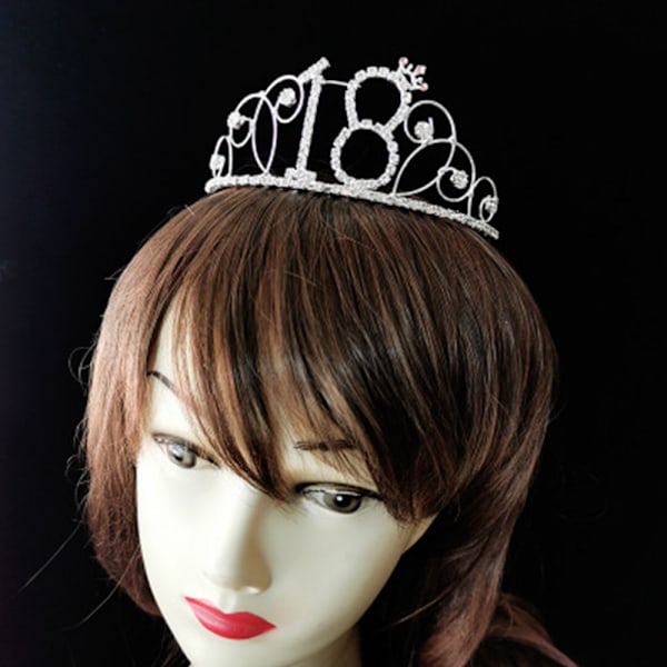 Syntymäpäiväkruunu Tiara hiuskammalla Kristalliriipus Hopeinen Syntymäpäivälahja Naisille Prinsessapuoti Tarvikkeet ja Koristeet Kristallilla