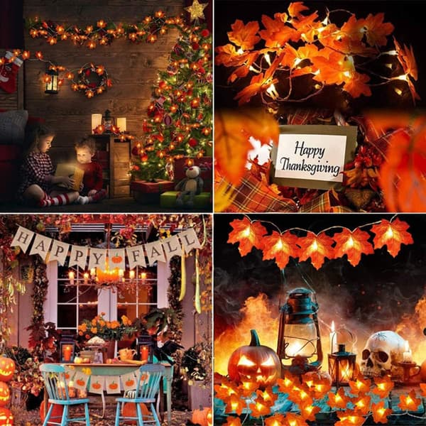 Autumn Decorations Maple Leaf Lights, 4.5M 30 LED Autumn Home De[TT]