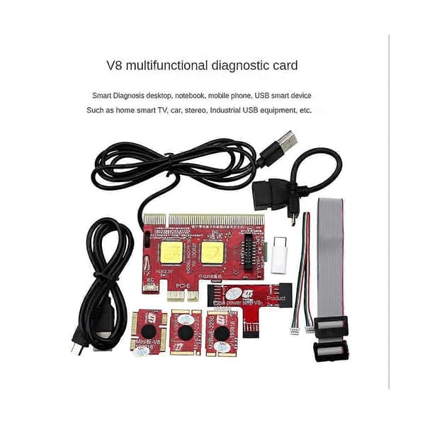 V8 Multifunktionelt Diagnostikkort til Bærbar og Stationær Computer Universal Post Debug Understøtter PCI, PCI-E, Mini
