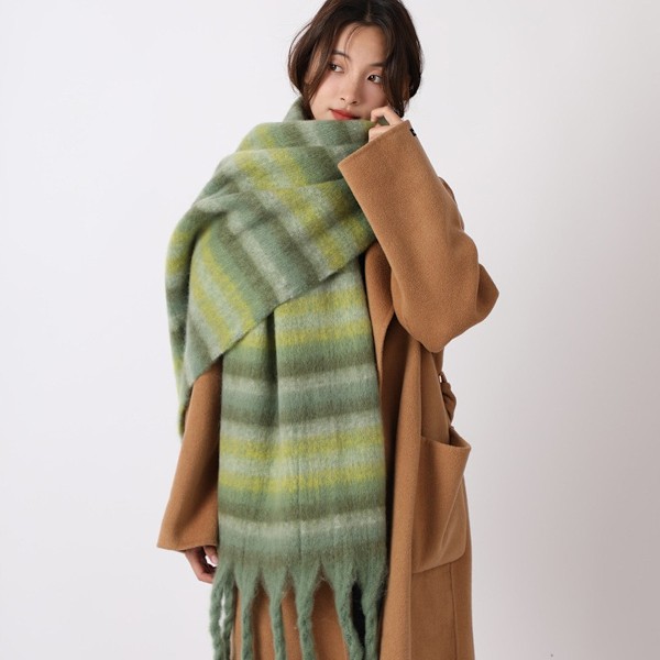 Dametøj Stribet Solid Mohair Halsklæde Tassel Vinter Varmt Tykt Halsklæde