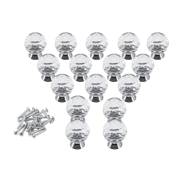 16 stk/pakke 30 mm klare krystallkuleformede glassknapper skap skuffhåndtak varmt
