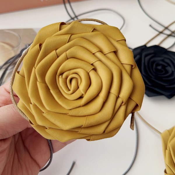 Blomster Rose Choker Halskjede Blomster Choker Rosett Choker Halskjede Y2K Smykker for Kvinner Jenter Brud Bryllup Fest