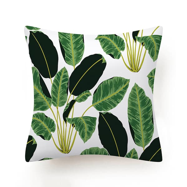 Set med 4 Kuddfodral 45 x 45 cm Tropiska Blad Grön Polyester