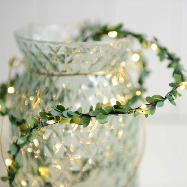Green Leaf String Lights, Vine String Light 9,8 FT Set för Inomhus Utomhus Jul Dekorativ Uteplats Bröllop Gard$Grön Garland Tiny Leaf Vine