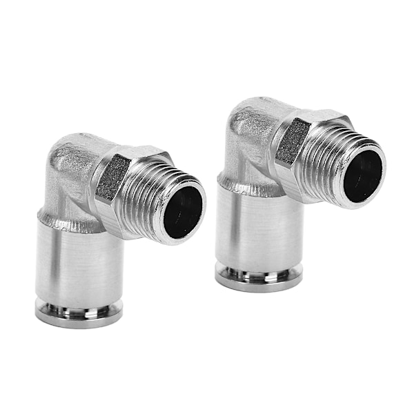 2 stk Pneumatisk Nikkelbelagt Messing Hurtigkobling Rett Vinkel BSPP Gjenget (3/8 tommer)