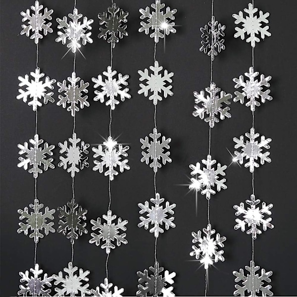 Hopeinen lumihiutaleköynnös talven ihmemaahan/juhlakoristeeksi joulukuuseen, roikkuva koriste/nauha/banneri Frozen-syntymäpäivään/lomaan/uuteen vuoteen