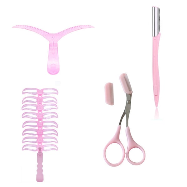 8 Stilar Ögonbrynsmallar DIY Stencil Grooming Ögonbrynsformningsset med Hjälpmedel och Trimmers för Ögonbrynsformningsverktyg