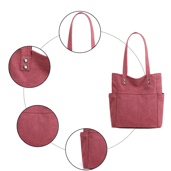 Kvinners Laptop Tote Bag Canvas Håndveske Skulderveske Klut Ensfarget Kvinneveske med Canvas Kvinneveske
