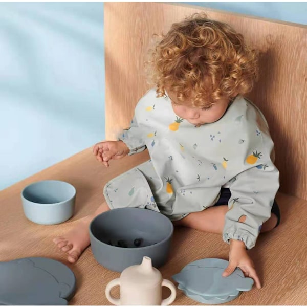 Langærmet Sutteforklæde - Vandafvisende Smock til Baby & Toddler med Trækfast Lukning