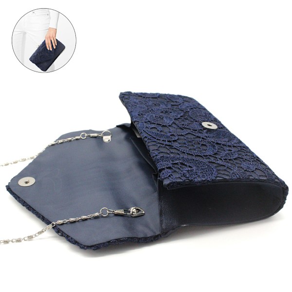 Naisten Elegantti Kukallinen Pitsi-Iltapuku-Clutch-Kirjekuori Prom-Käsilaukku Häälaukku
