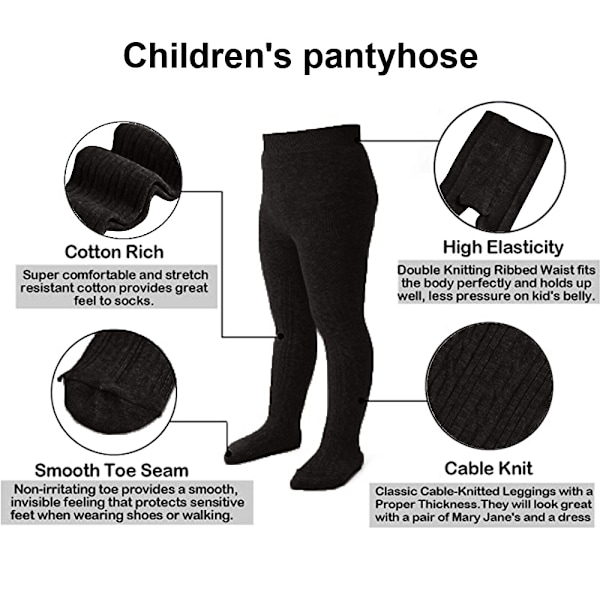3 par Babystrumpor, tjocka stickade strumpbyxor i bomull, nyfödd bebis