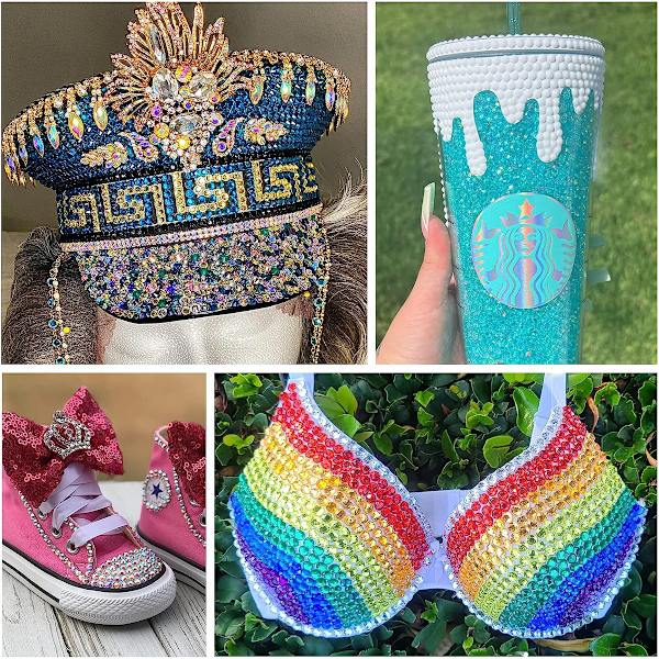 1500 Stk Kristall Naglar Nitar Runda Pärlor Platta Bak Smalt Glas Charms Ädelstenar Stenar, 6 Storlekar för Naglar Dekoration Makeup Kläder Skor