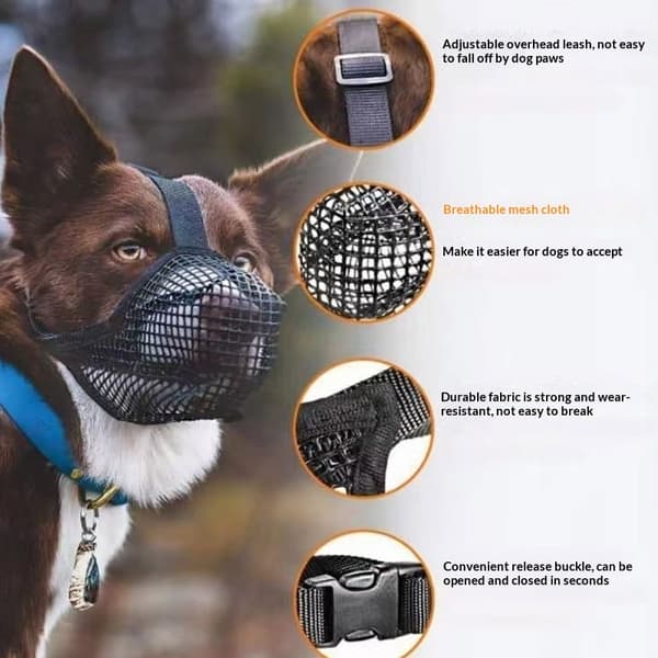 Dog Muzzle, Mesh Muzzles for Small and Large Dogs, Covered Mouth Guard ...