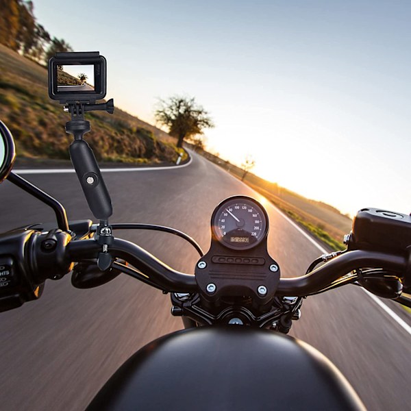 Actionkamerafäste för motorcykelstyrefäste Cykelfäste Motorcykelfäste 360 ​​graders rotation Aluminium Dash Cam-fäste kompatibel med GoPro Hero