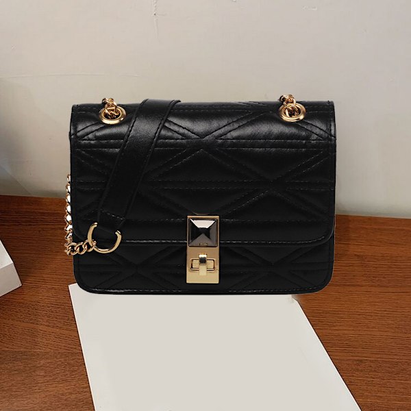 Quiltad axelväska för kvinnor,  Crossbody-handväska med kedjesträck,  Clutch-plånbok