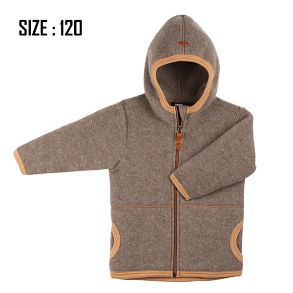 Efterårs- og vinterstyle fleece jakke til drenge og piger, baby fleece jakke med hætte (brun)
