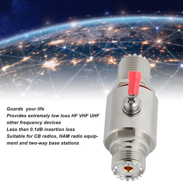 Blixtningsskydd Professionell Hona till Hona UHF Koaxial Blixtöverspänningsskydd för CB Radio HAM Radio Utrustning