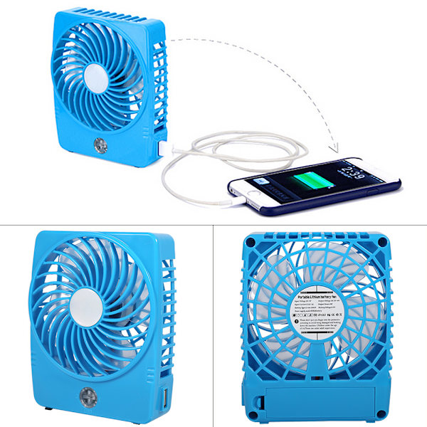 3,5W USB Mini Bærbar Kvadratisk Elektrisk Fan Bord med Klipsbase til Hjemmekontorbrug