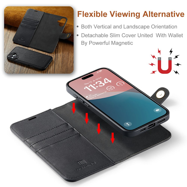 Magnet Wallet, iPhone 16 Plus, Black