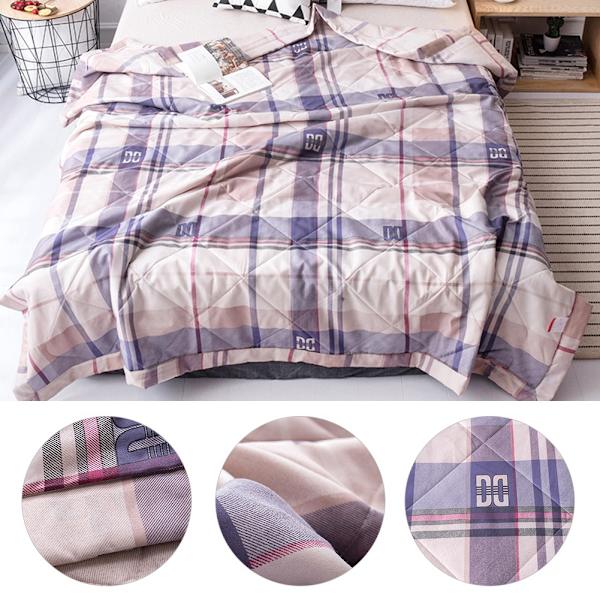 Tvättad Grid Queen Sommar Luftkonditionering Comforter Quilt Täckfilt för Barn Vuxna (S)