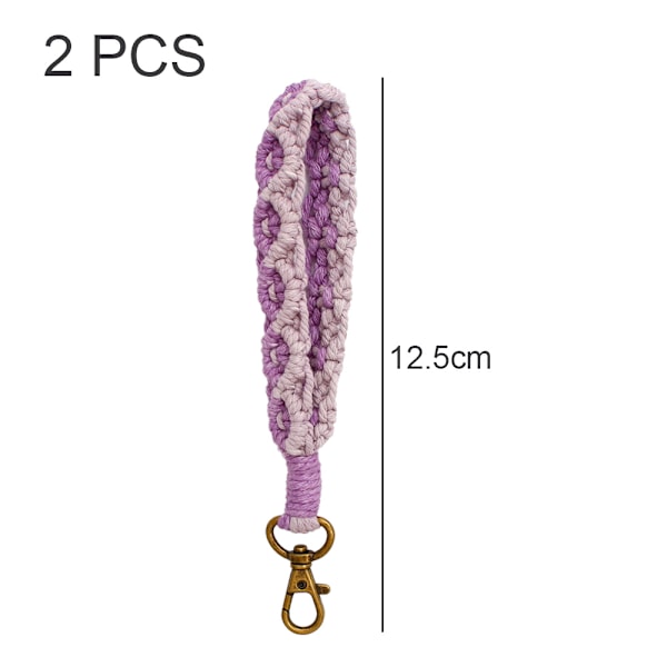 2 stk Boho Makramé Nøglering Armbånd Håndlavet Wristlet Nøglering Nøglering Holder Håndledsrem