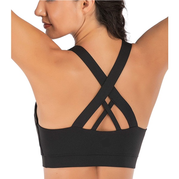 Sport-bh för kvinnor, Criss-Cross Back vadderad axelbandslös sport