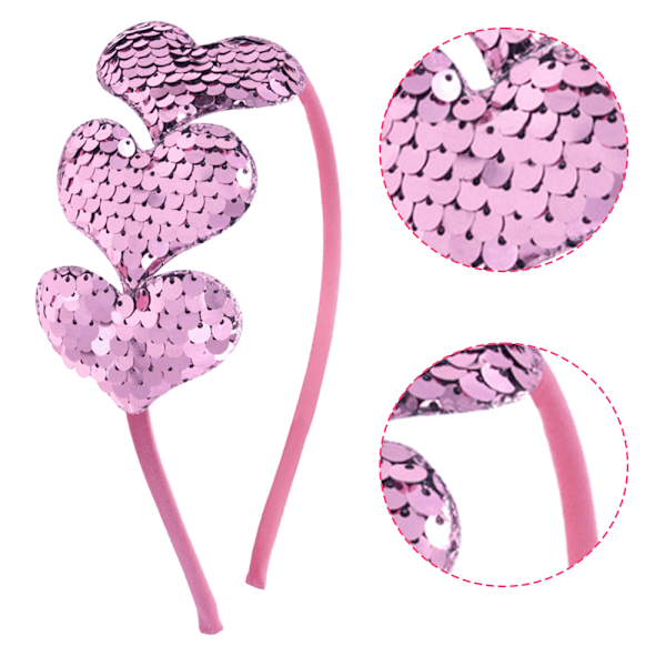 Hjertepannebånd til Valentinsdag, Sekvens Hjerte Hårbånd, Glitter Hjerteformet Hårtilbehør