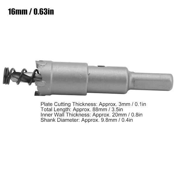2-pack Karbidhålssågset för metalltjocka plattor Industritillbehör φ16mm