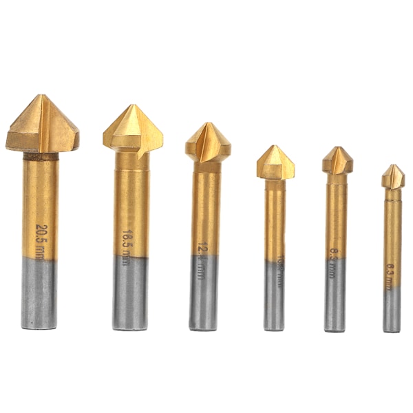 6 st High Precision 90 Grader Raka Skaft Legering Fräsverktyg för Fasning