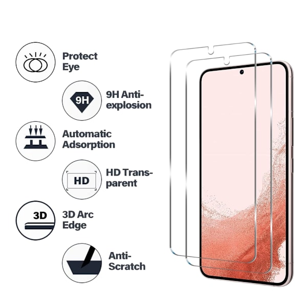 Samsung Härdat Glas Skärmskydd för Galaxy S23 - 2 Pack