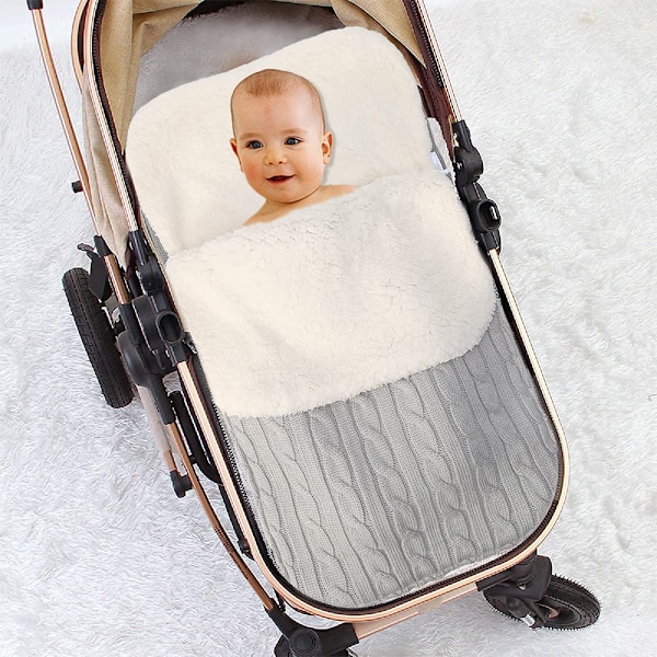1 st Newborn Baby Swaddlefilt, Stickad Varm Fleecefilt Swaddle Sovsäck Väska Vagn Unisex Baby Sovsäck för Baby