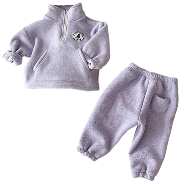 To-sidig fløyelslomme casual dress for gutter og jenter, høy hals, myk genser, todelt sett (gul)