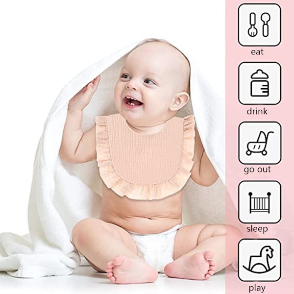 3 stk barnesmekker, bomullsvanntett babysmekker, babyspyleserviett, gassspylesekk
