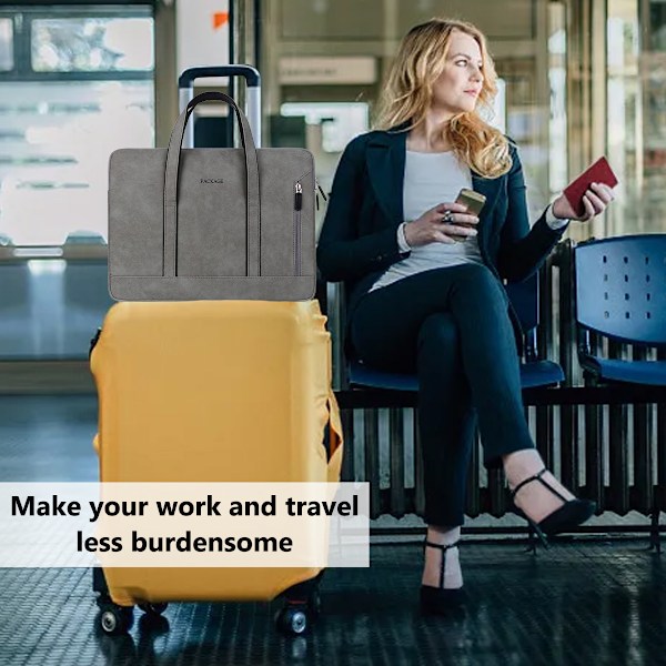 PU-lær Laptop Bag, Vanntett støtsikker beskyttende datamaskinveske, Multifunksjonell Laptop Bag