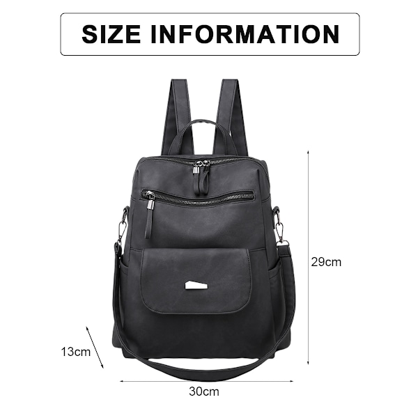 PU-läder Ryggsäck Väska för Kvinnor Mode Multifunktionell Design Handväska Dam Axelväskor Reseryggsäck, 30*29*13cm