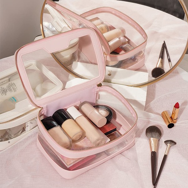 Klar Makeuptaske Toilettaske Multifunktionel Rejsetaske Makeuptogkasse Bærbar Kosmetik Organizer Transparent Opbevaringstaske Hvid