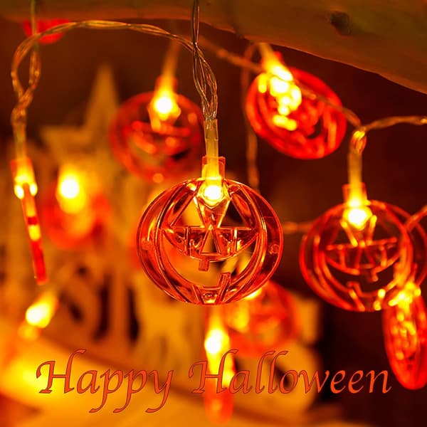 Halloween Græskar Lyskæde, 3 m 20 LED Med Timer, Batteridrevet til Thanksgiving og Efterårsdekoration - Gul