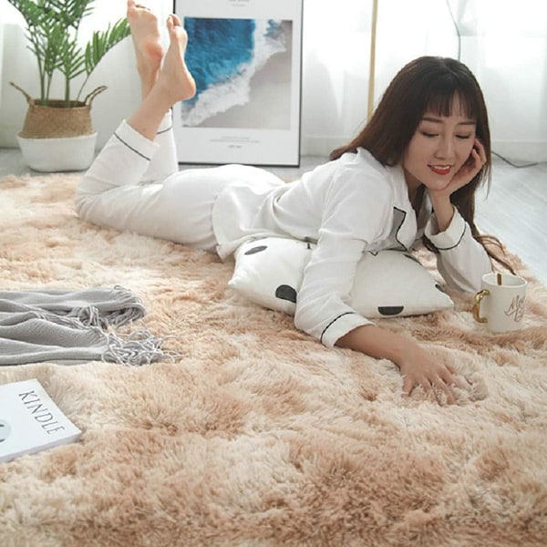 Mjuk Modern Shaggy Matta 4x6.6 för Sovrum Vardagsrum Sovsal Barnrum Hem Dekorativ, Halksäker Plysch Fluffig Päls Area Mattor Bekväm Barnkammare