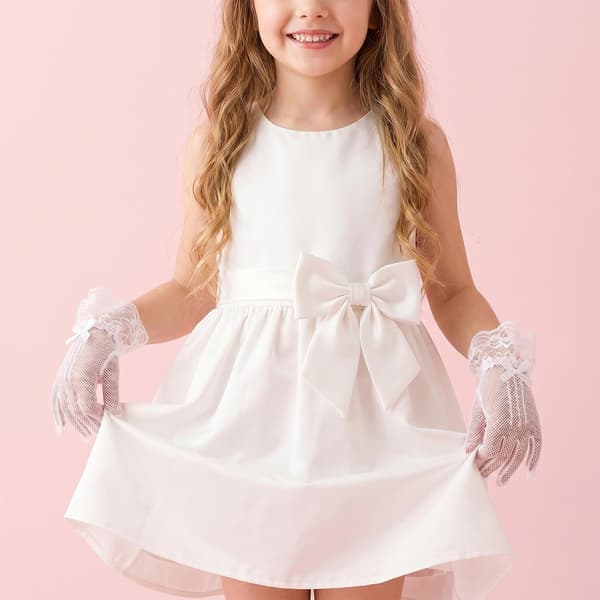 4 par hvite te-hansker jenter blonde prinsesse bryllup utkledningsvotter, tilbehør for (hvit) -
