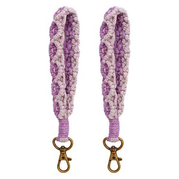 2 stk Boho Makramé Nøglering Armbånd Håndlavet Wristlet Nøglering Nøglering Holder Håndledsrem