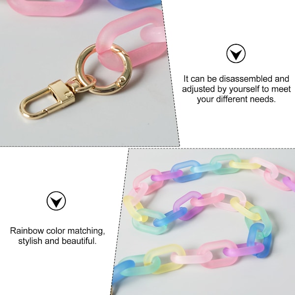Akryl Handväska Rem Färgglad Regnbåge Handväska Ersättning Crossbody Axelrem för Väska Handväska DIY Tillverkning Tillbehör