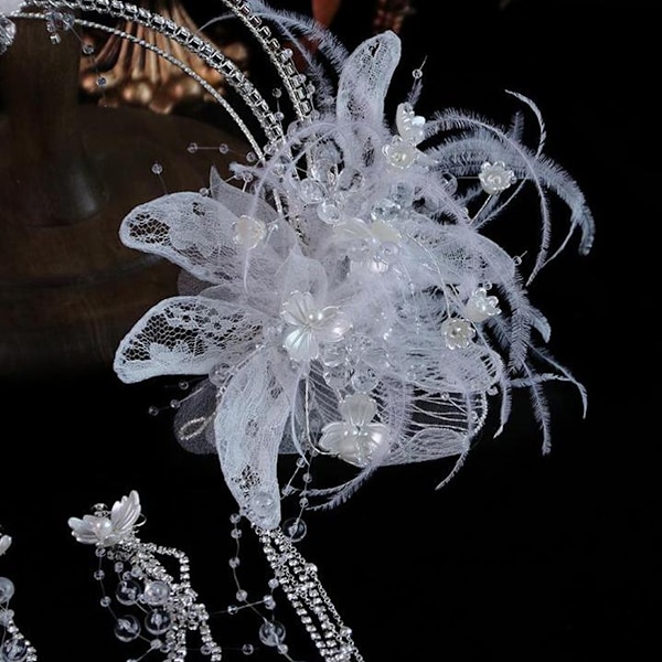 Rhinestone bröllopsdiadem med örhängen handgjorda brudhuvudbonader för bröllopshårtillbehör för brudar och brudtärnor