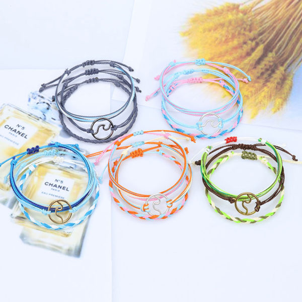 2 set String Armband Rep Armband Sommar Strand Anklets för Kvinnor Män Tonårsflickor Alla hjärtans dag