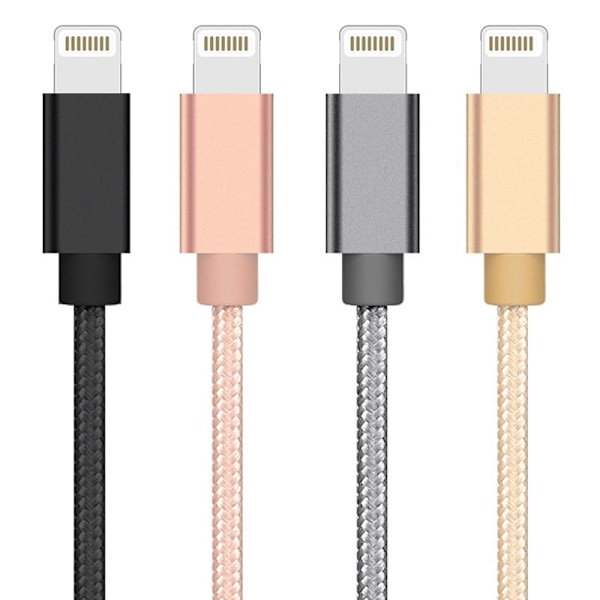 Extra Hållbar Nylonflätad Laddningskabel iPhone Silver 2m