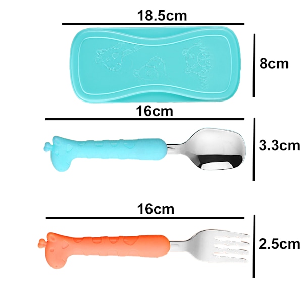 Barnbestick Set med Giraffdesign, Sked och Gaffel för Småbarn