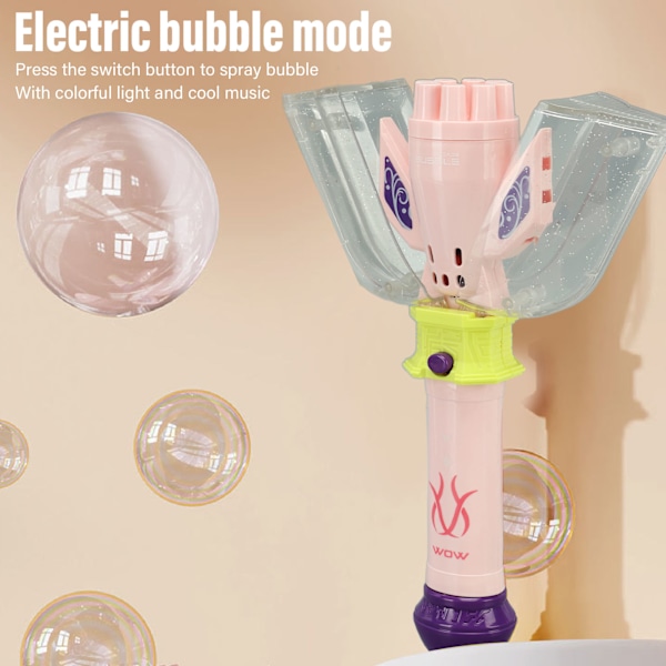 Barnens Bubbellek 8 Hål Färgglada Ljus Cool Musik Bubbelblåsare Svans Maskin med Bubbelvätska